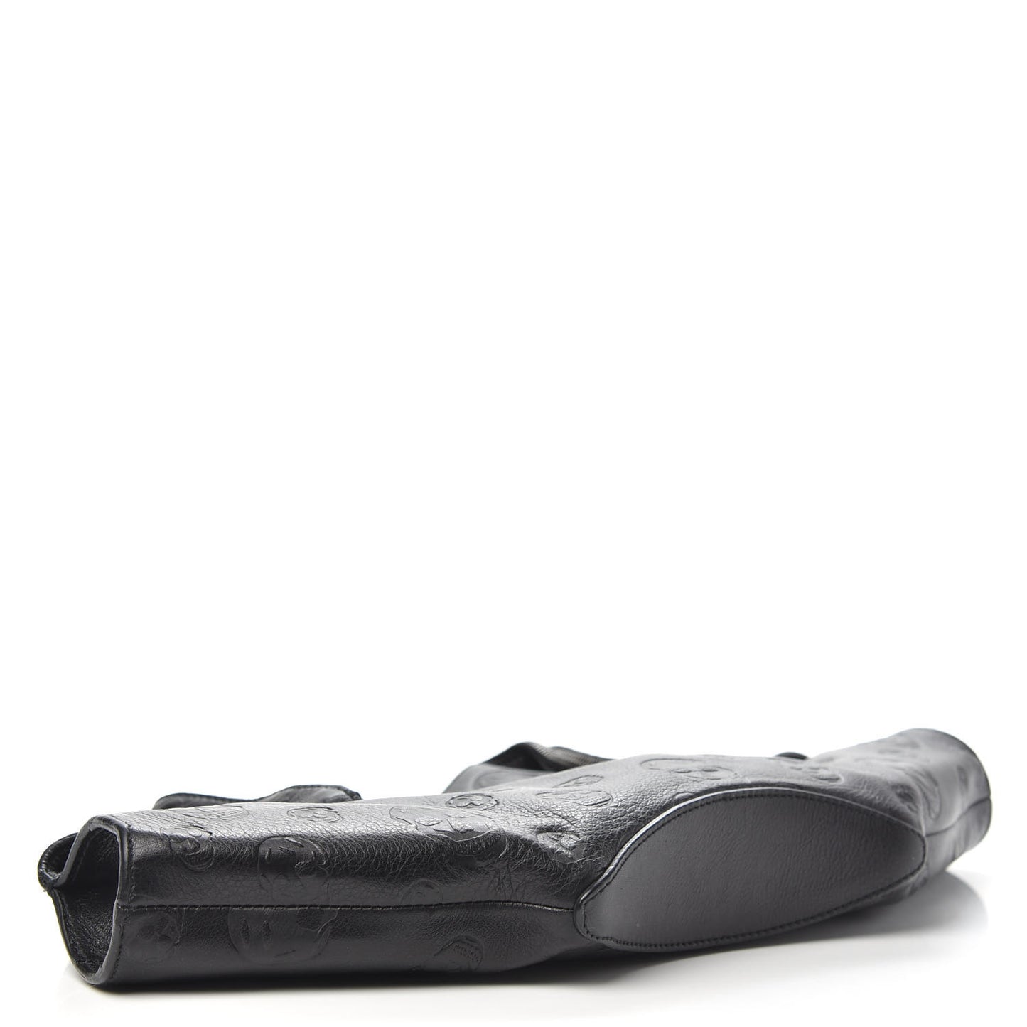 Calfskin Skull Embossed De Manta Clutch Black