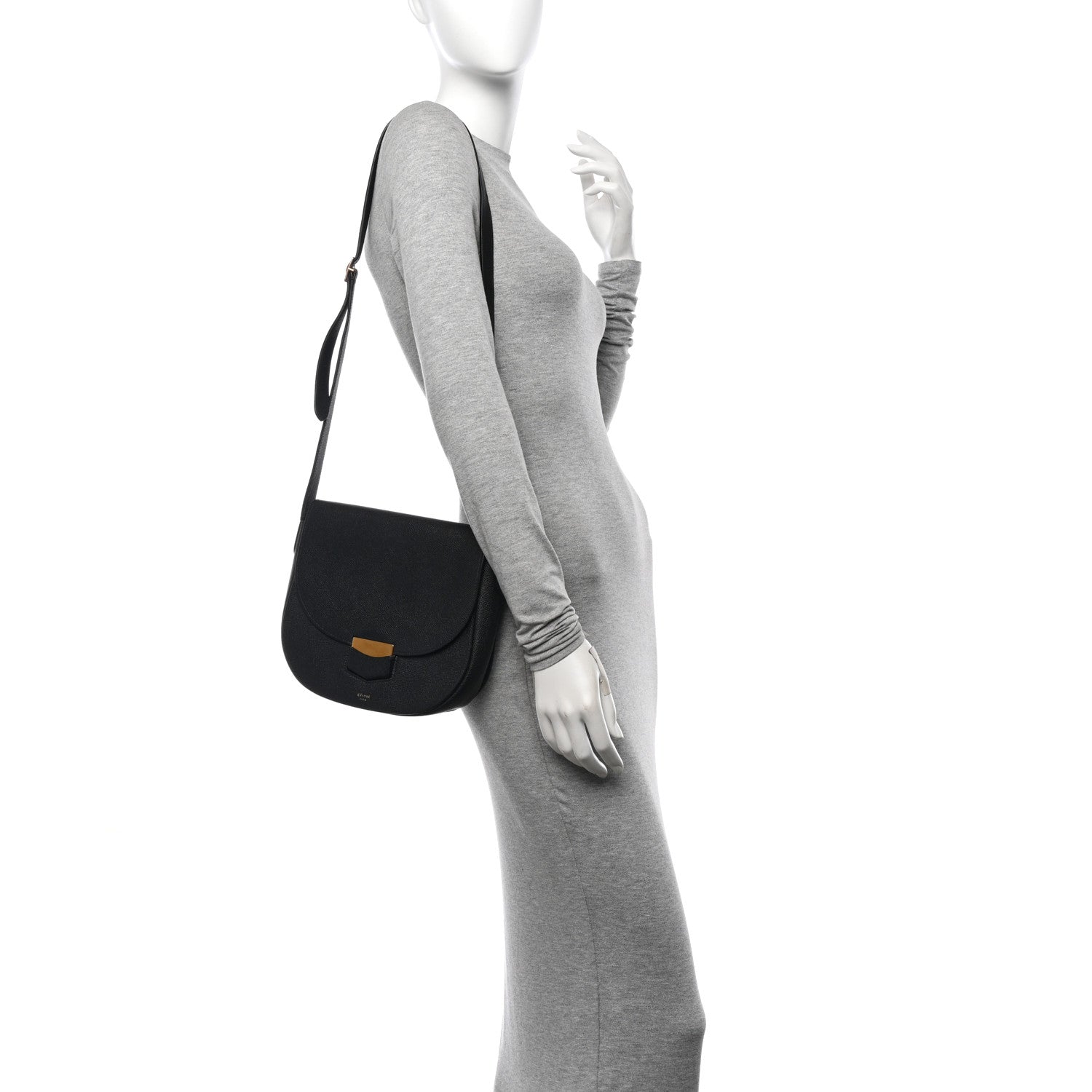 Celine Grained Calfskin Compact Trotteur Black 2 of 12