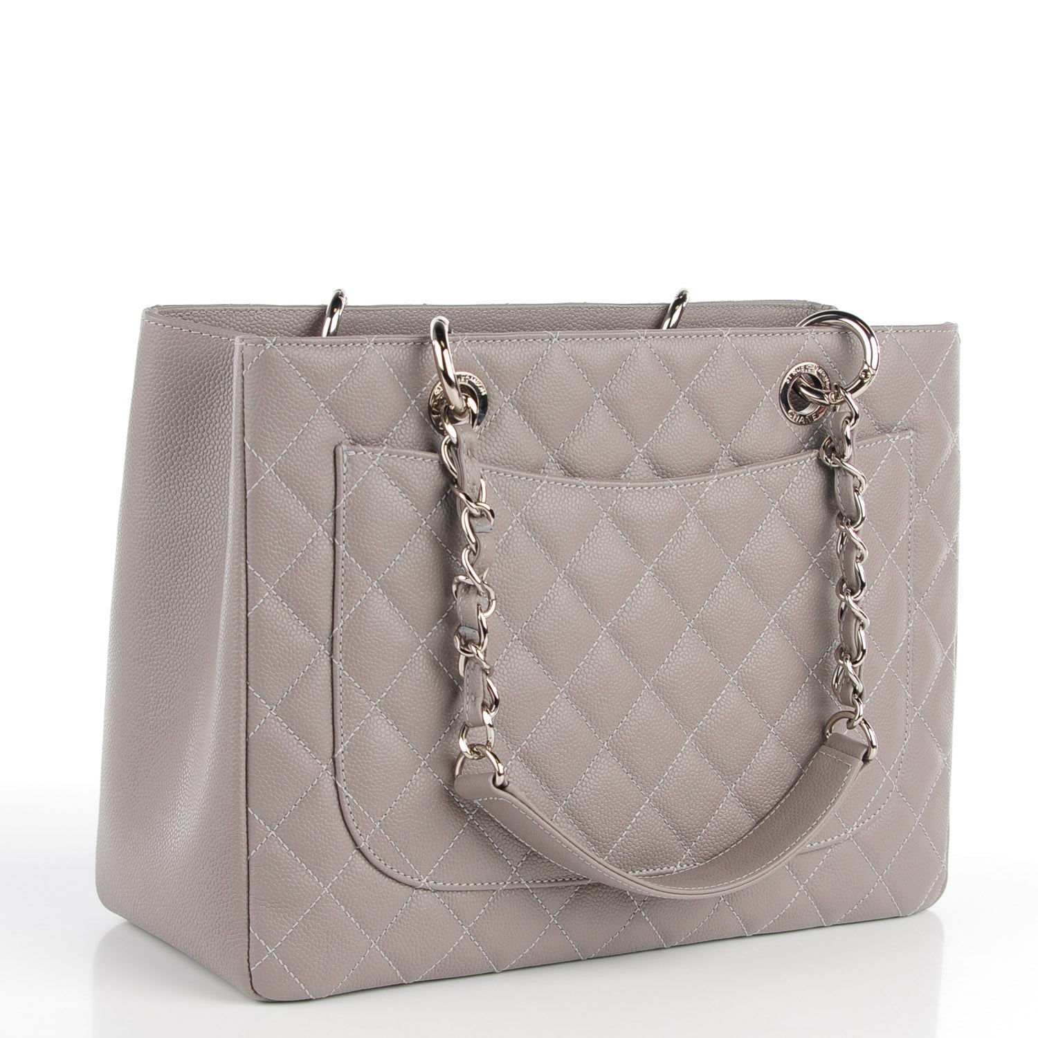 Chanel Caviar Quilted Grand Shopping Tote GST Light Grey 3 of 7