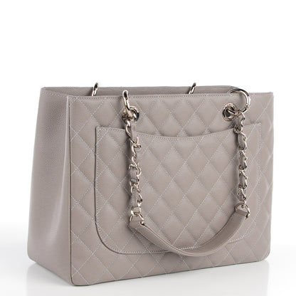 Chanel Caviar Quilted Grand Shopping Tote GST Light Grey 3 of 7