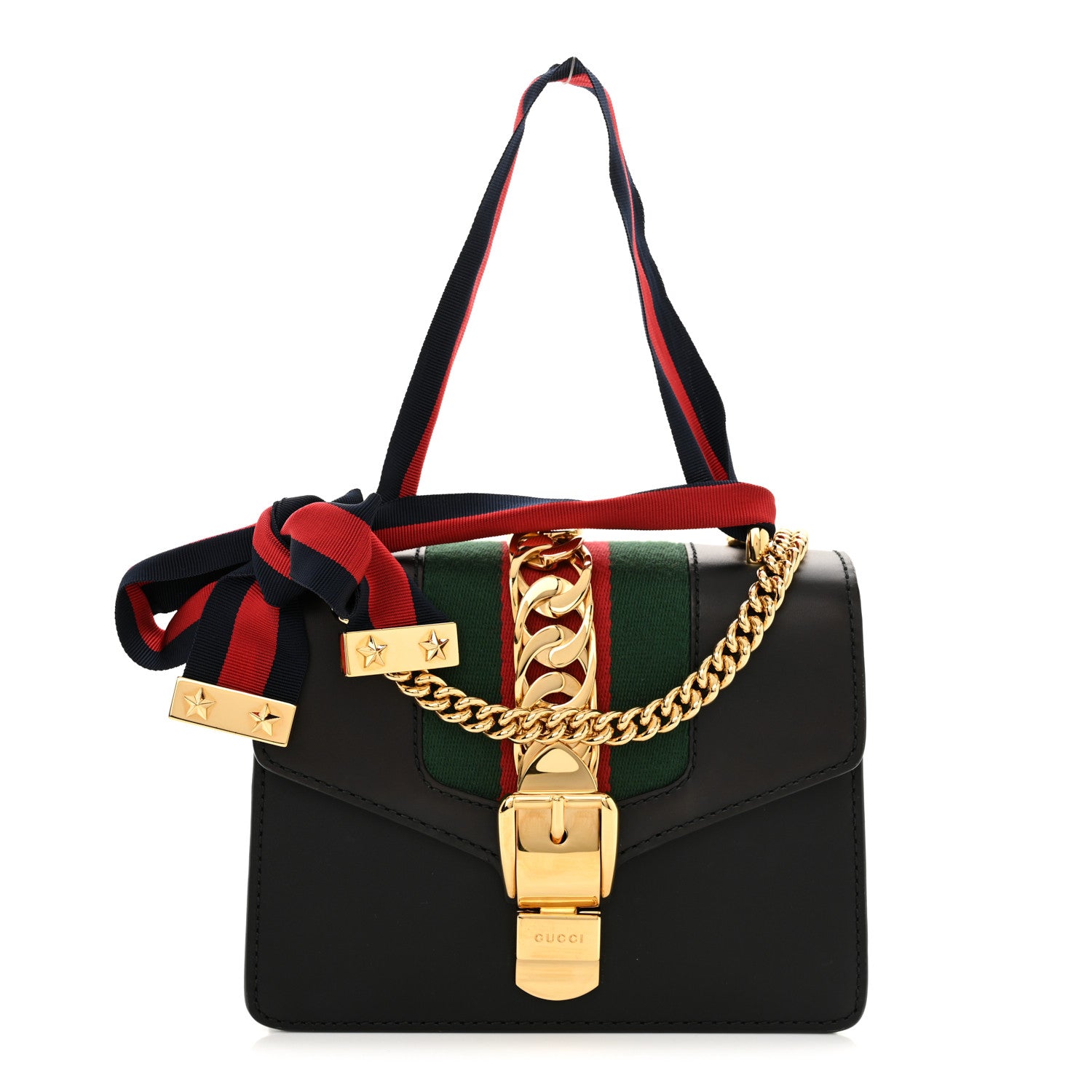 Gucci Calfskin Mini Sylvie Chain Shoulder Bag Black 1 of 11