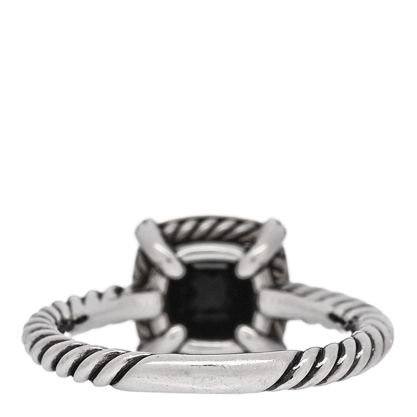 Sterling Silver 18K Yellow Gold Diamond Black Onyx 7mm Petite Chatelaine Ring 54 7