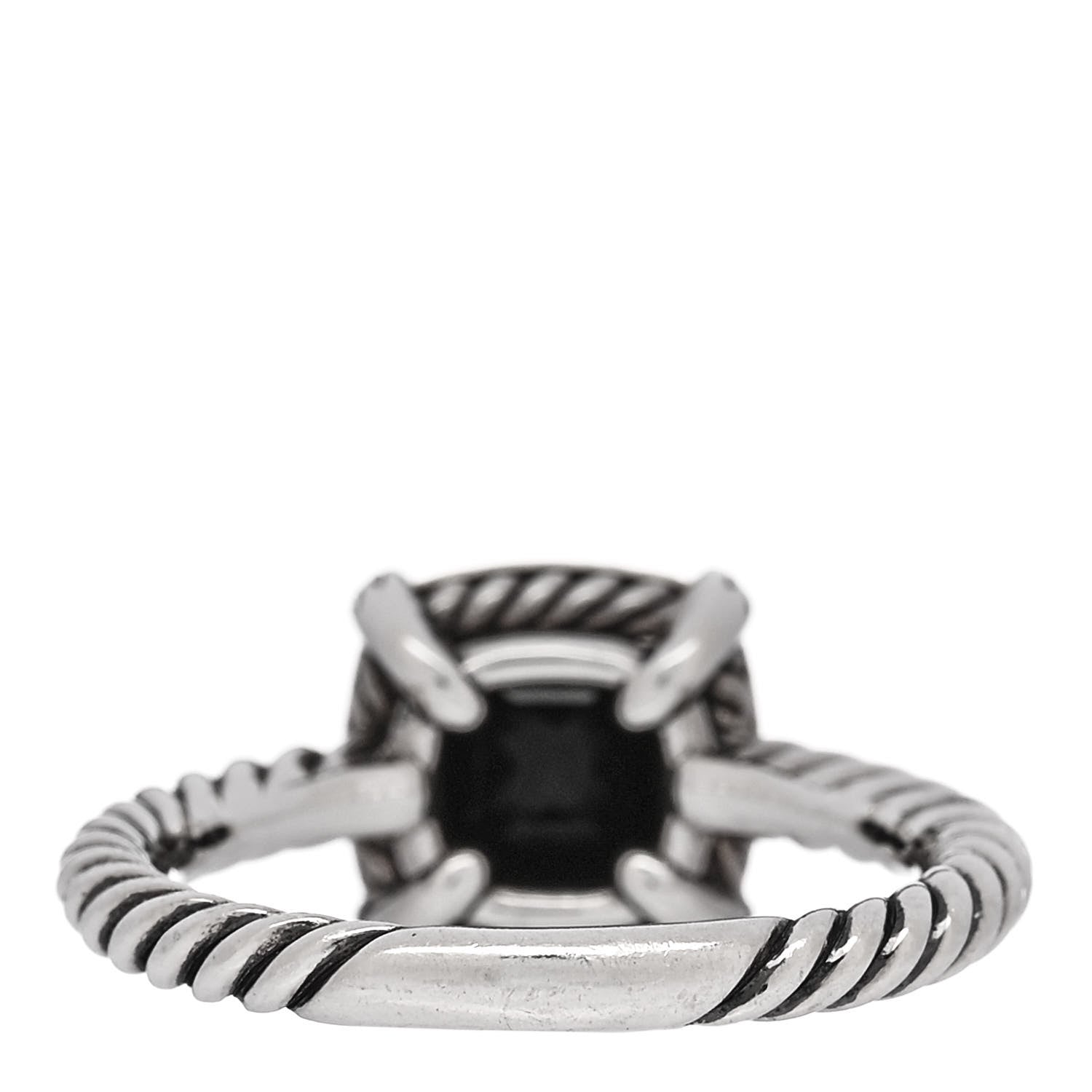 David Yurman Sterling Silver 18K Yellow Gold Diamond Black Onyx 7mm Petite Chatelaine Ring 54 7 4 of 7