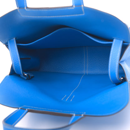Hermes Taurillon Clemence Halzan 31 GM Bleu Hydra 6 of 11