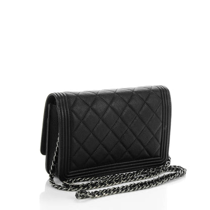 Chanel Caviar Quilted Boy Wallet On Chain WOC Black 3 of 8