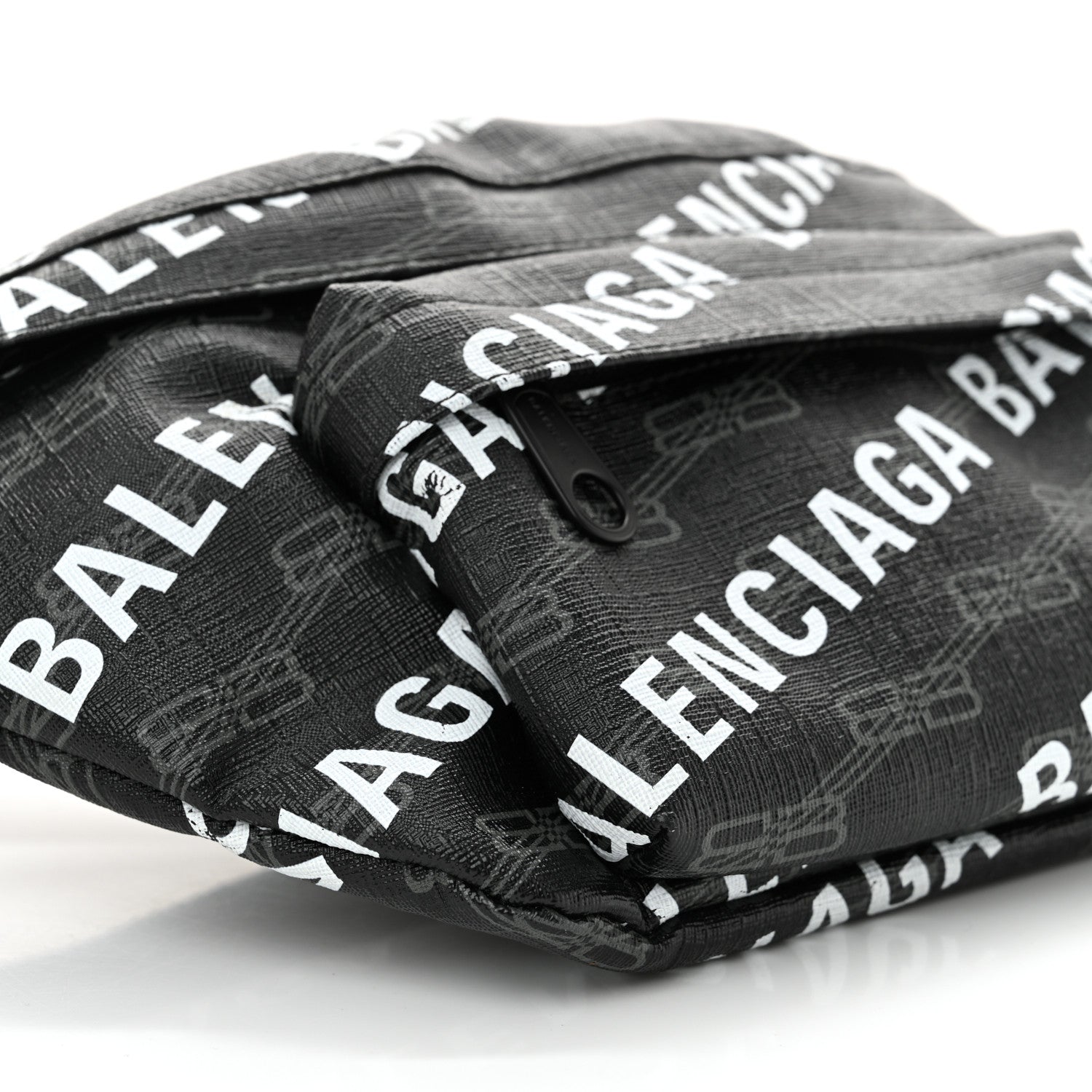 Balenciaga Coated Canvas BB Monogram Allover Logo Medium Signature Beltpack Black Grey White 9 of 10