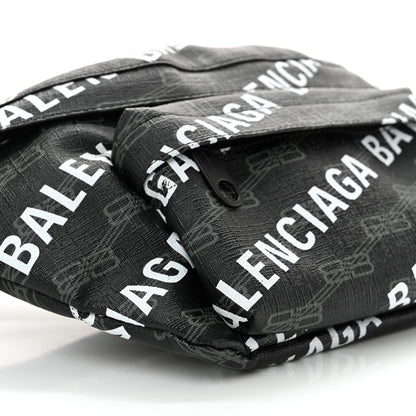 Balenciaga Coated Canvas BB Monogram Allover Logo Medium Signature Beltpack Black Grey White 9 of 10