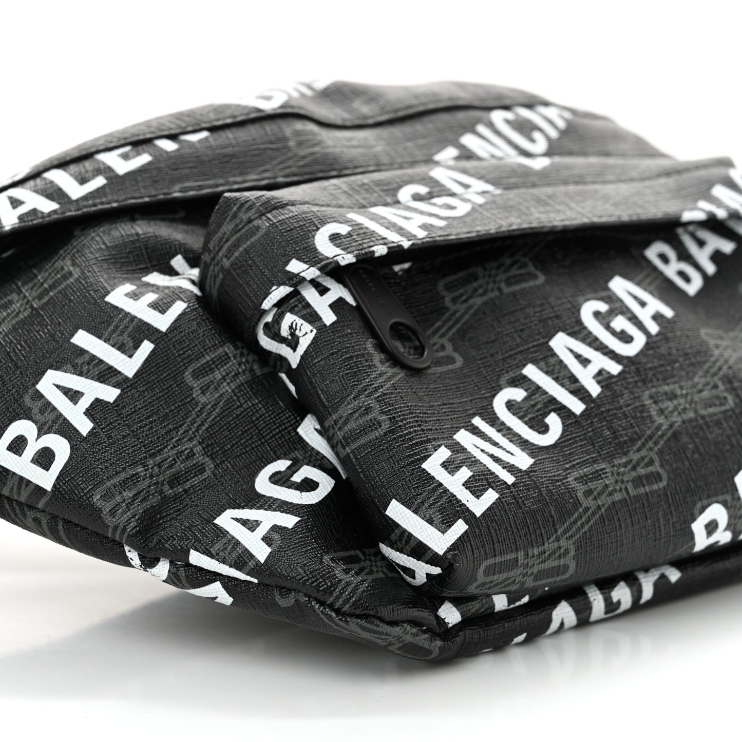Coated Canvas BB Monogram Allover Logo Medium Signature Beltpack Black Grey White Black Grey White