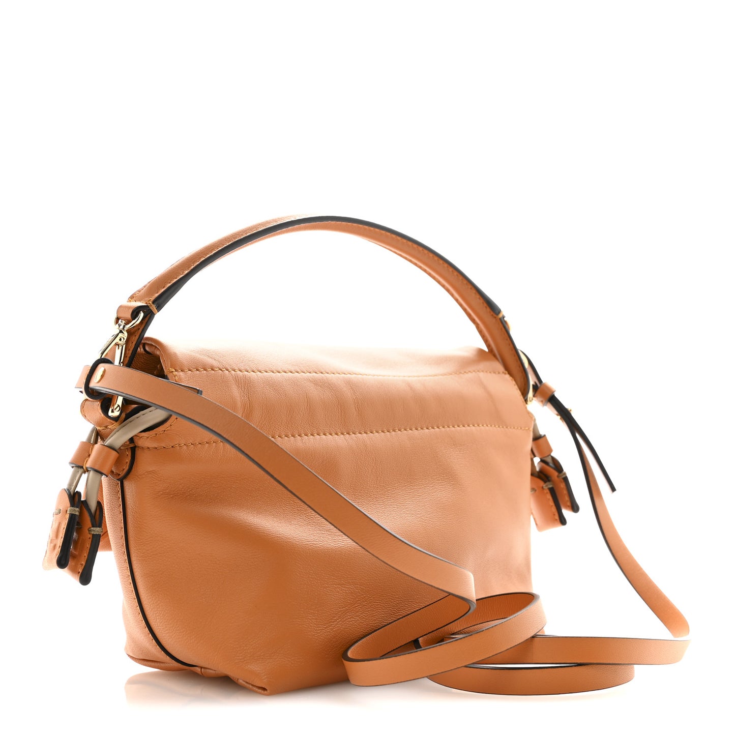 Shiny Nappa Small Mamma Baguette Burnt Orange