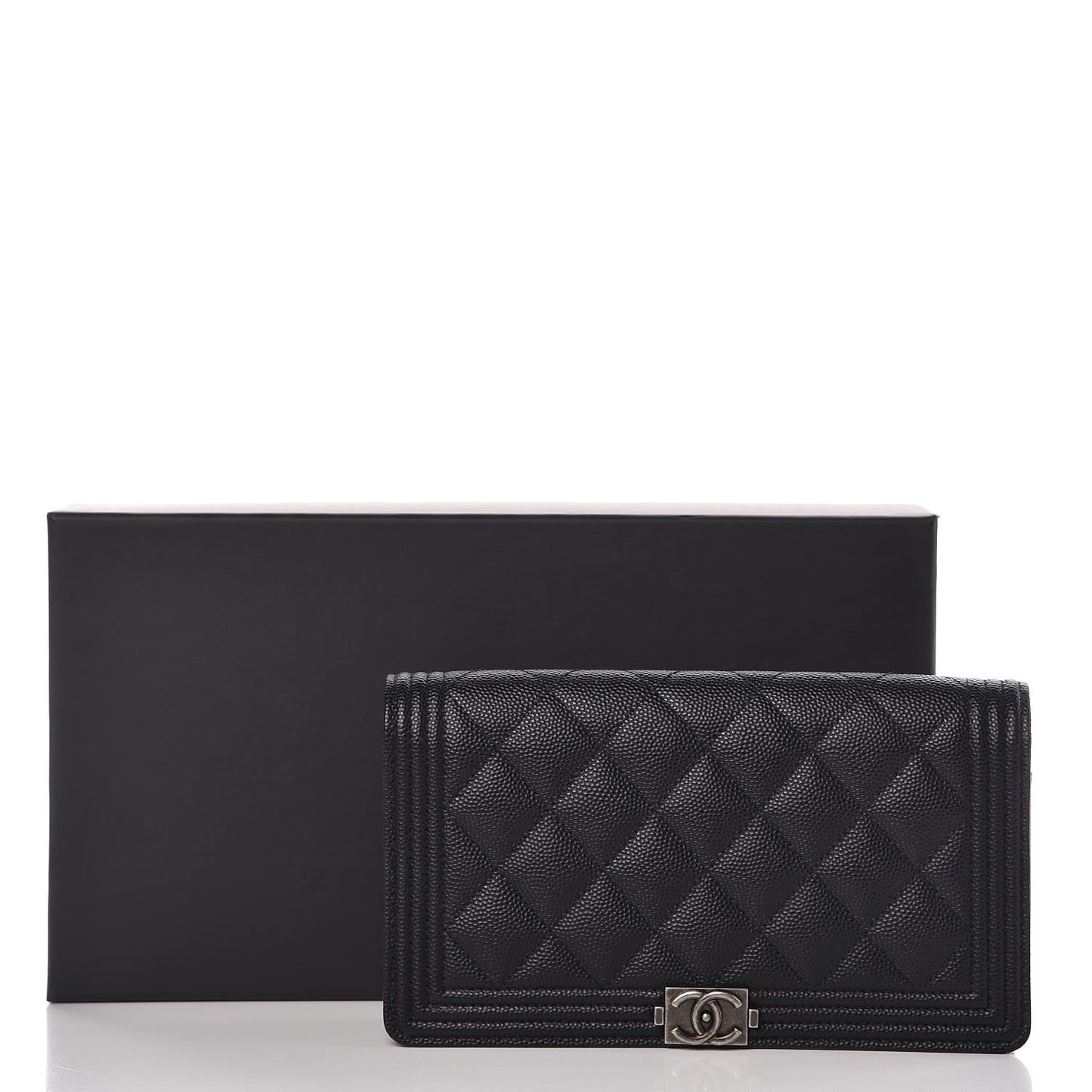 Caviar Quilted Boy Yen Wallet Black