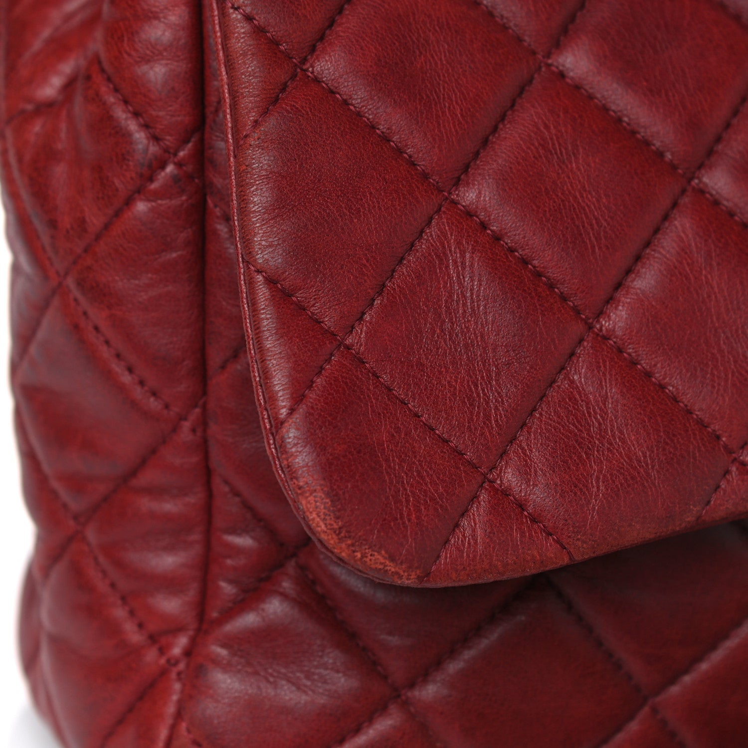 Chanel Lambskin Quilted Jumbo Single Flap Dark Red 15 of 17