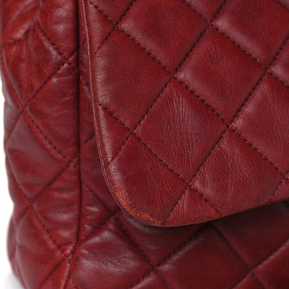 Chanel Lambskin Quilted Jumbo Single Flap Dark Red 15 of 17
