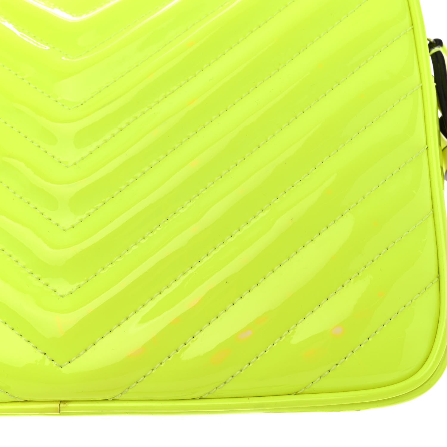 Saint Laurent Patent Calfskin Matelasse Monogram Lou Camera Bag Neon Yellow 12 of 12