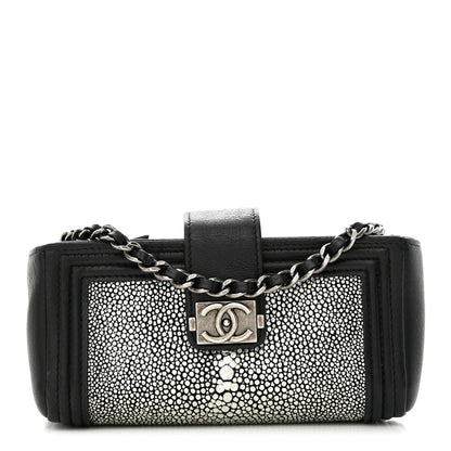 Chanel Metallic Galuchat Stingray Lambskin Mini Clutch With Removable Chain Black 1 of 11