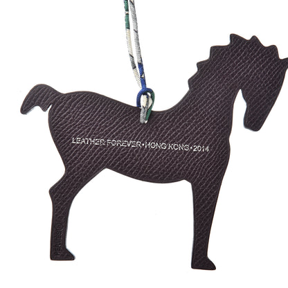 Hermes Epsom Togo Petit H Horse Bag Charm Raisin Bambou 3 of 5