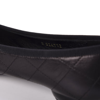 Chanel Lambskin Quilted Cambon Ballerina Flats 38 Black 9 of 10