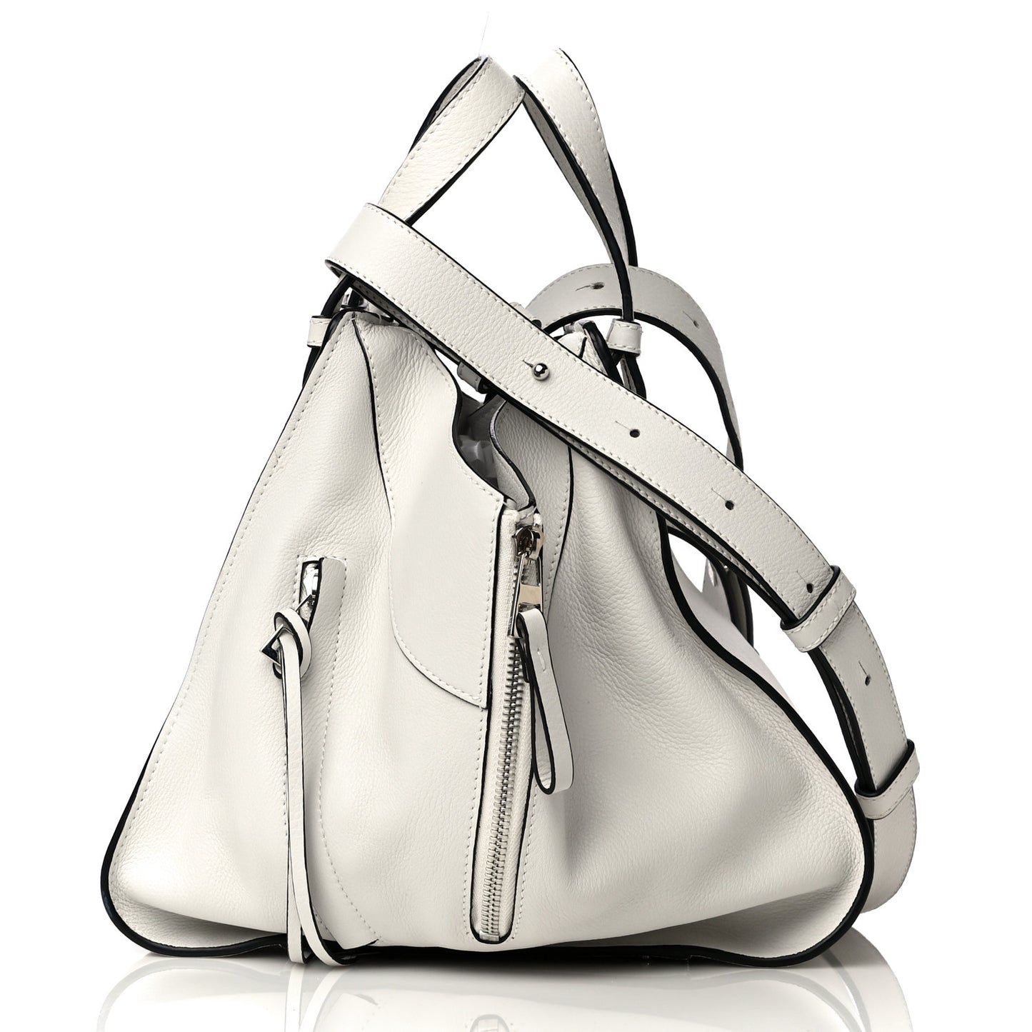 Grained Calfskin Small Hammock Shoulder Bag Soft White