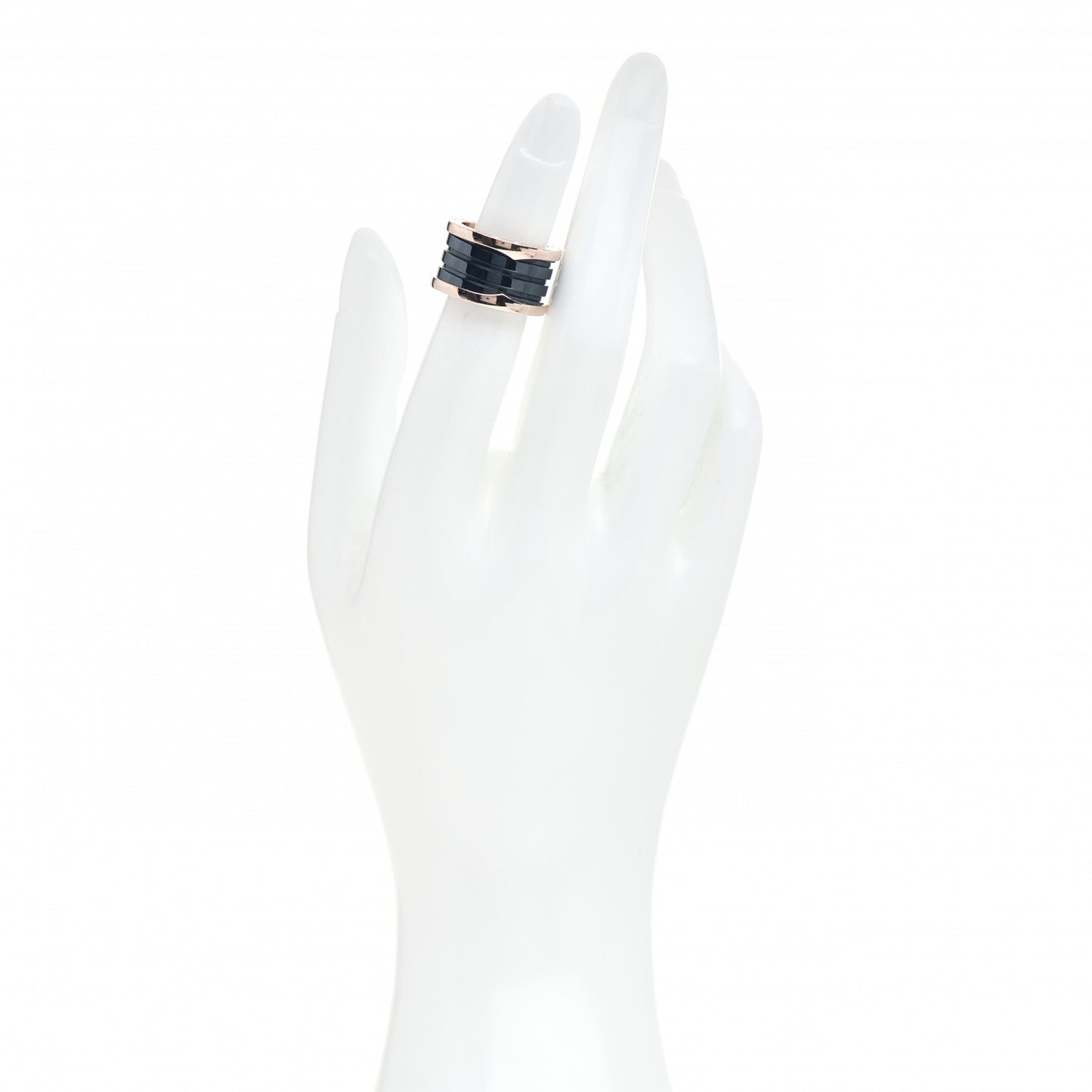 18K Rose Gold Black Ceramic B.Zero1 Four-Band Ring 50 5.5