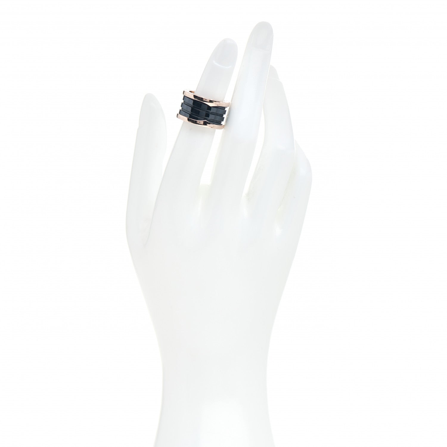 Bulgari 18K Rose Gold Black Ceramic B.Zero1 Four-Band Ring 50 5.5 2 of 5