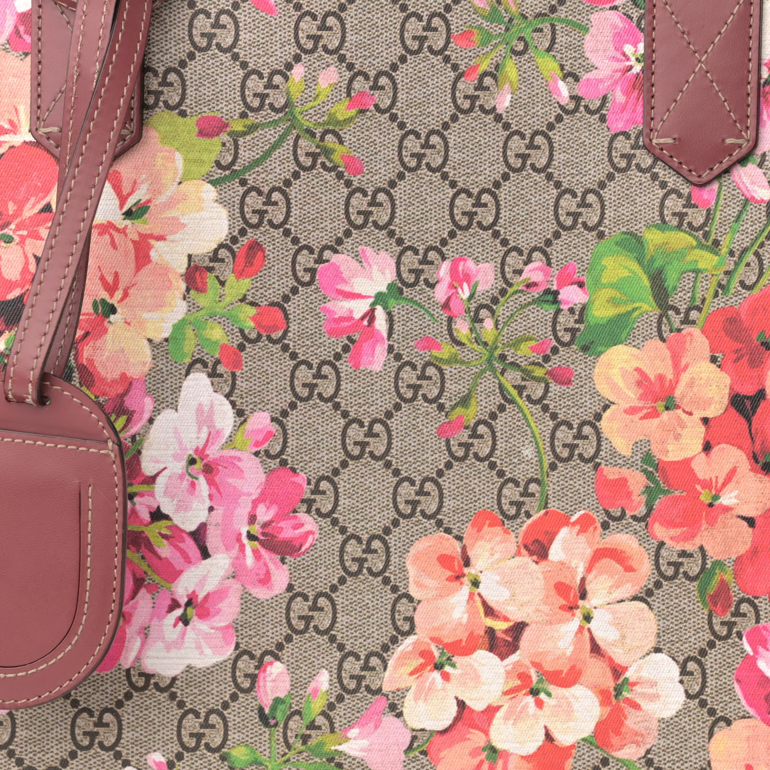 Gucci GG Supreme Monogram Blooms Large Reversible Tote Beige Multicolor Dry Rose 8 of 16