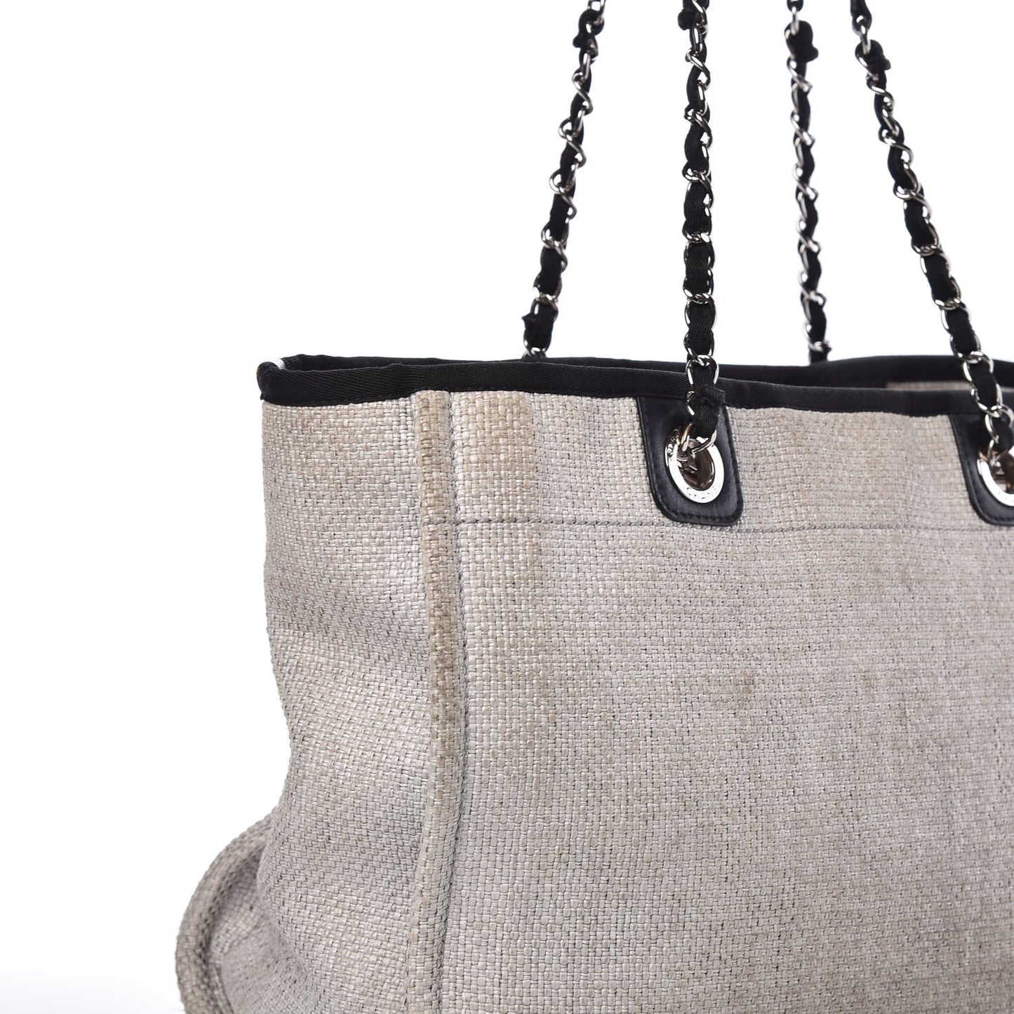 Woven Straw Raffia Deauville Tote Grey