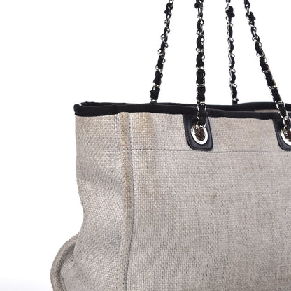 Chanel Woven Straw Raffia Deauville Tote Grey 10 of 11
