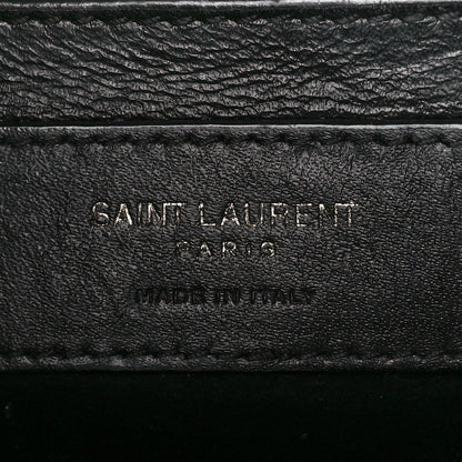 Saint Laurent Grain De Poudre Textured Mixed Matelasse Triquilt Medium Monogram Monochrome Satchel Black 8 of 12