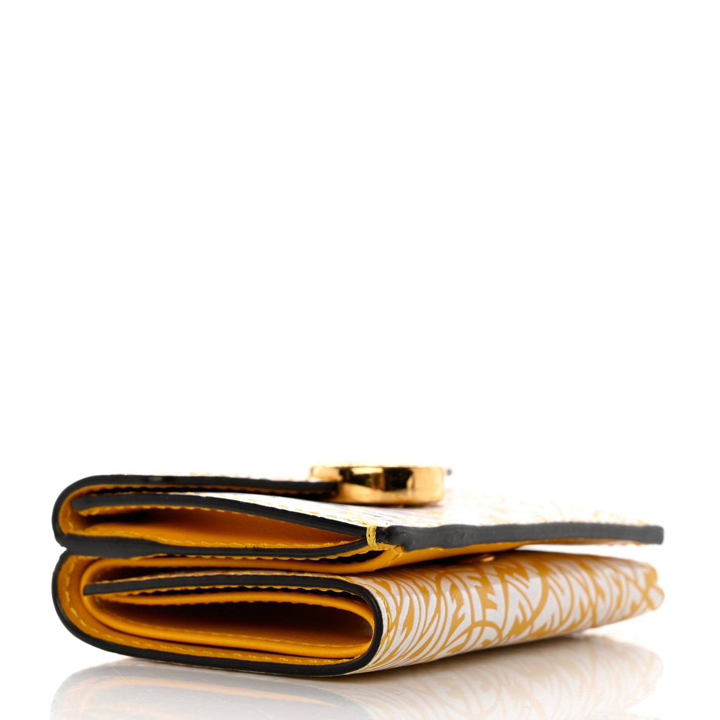 X SARAH COLEMAN Vitello Liberty Ceylon F is Fendi Micro FF Vertigo Embossed Tri-Fold Envelope Wallet Mimosa White