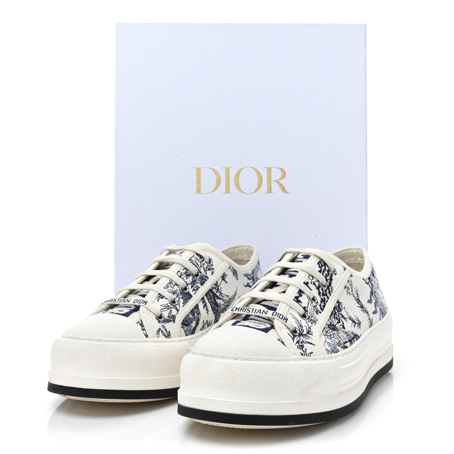 Canvas Le Soleil Embroidered Womens Walk Dior Low Top Sneakers 39.5 Blue Off White