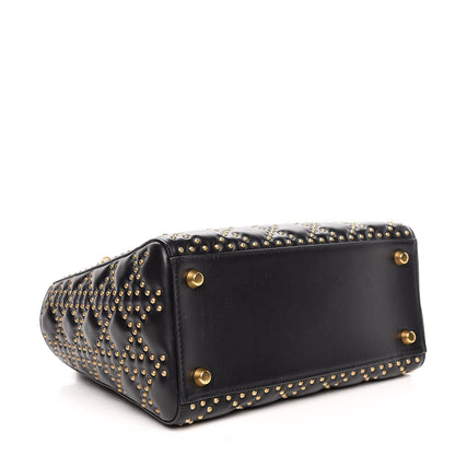 Christian Dior Calfskin Cannage Studded Medium Supple Lady Dior Black 5 of 8