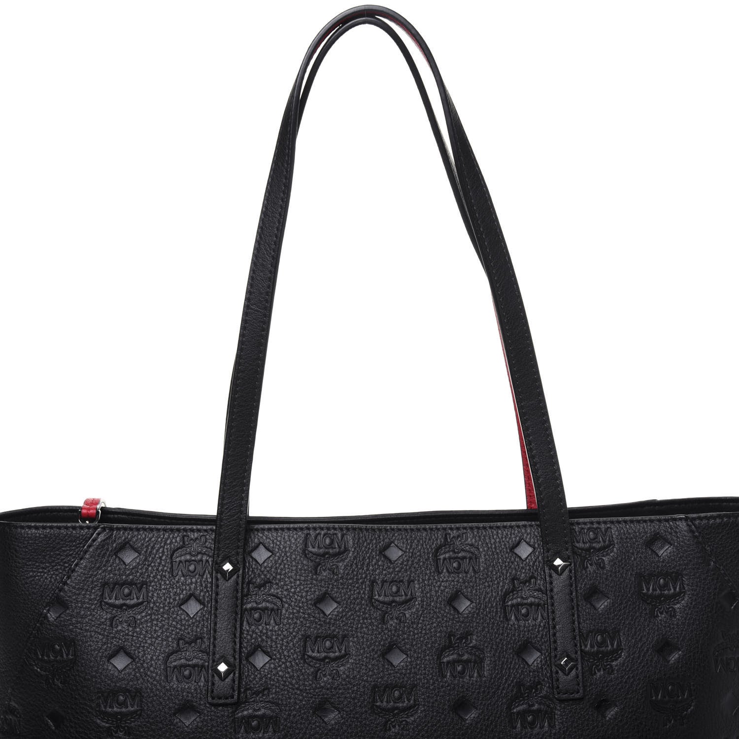 MCM Calfskin Ottomar Monogram Medium Klara Shopper Tote Black 15 of 16