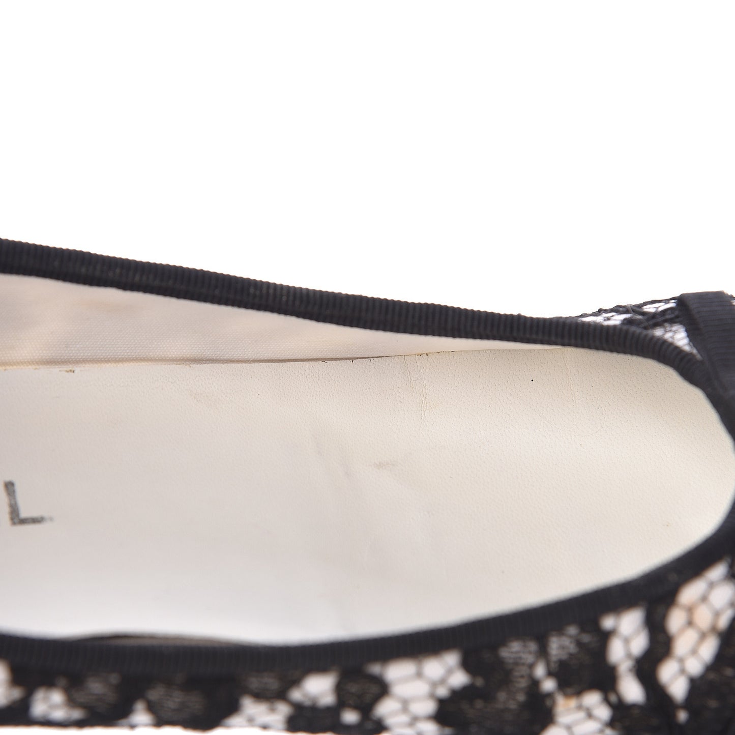 Lace Grosgrain Cap Toe CC Ballerina Flats 40.5 Black