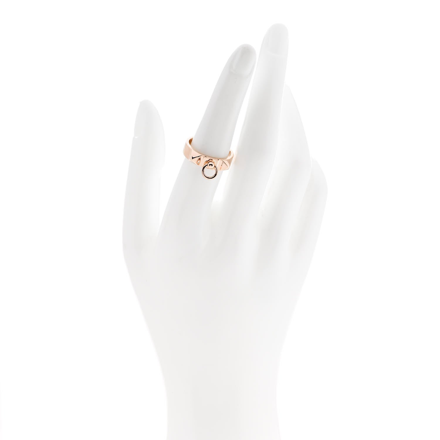 Hermes 18K Rose Gold PM Collier De Chien Ring 54 7 2 of 5