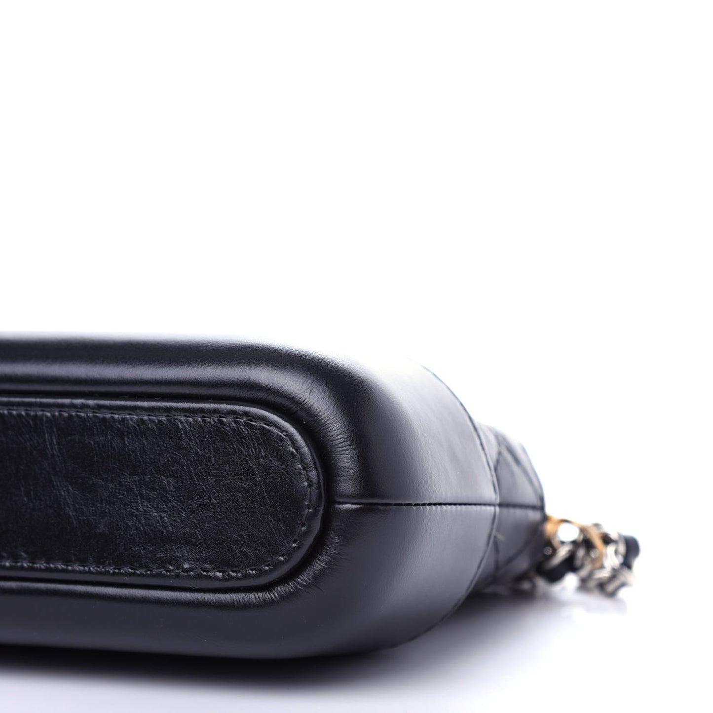 Aged Calfskin Quilted Small Gabrielle Clutch With Chain Black