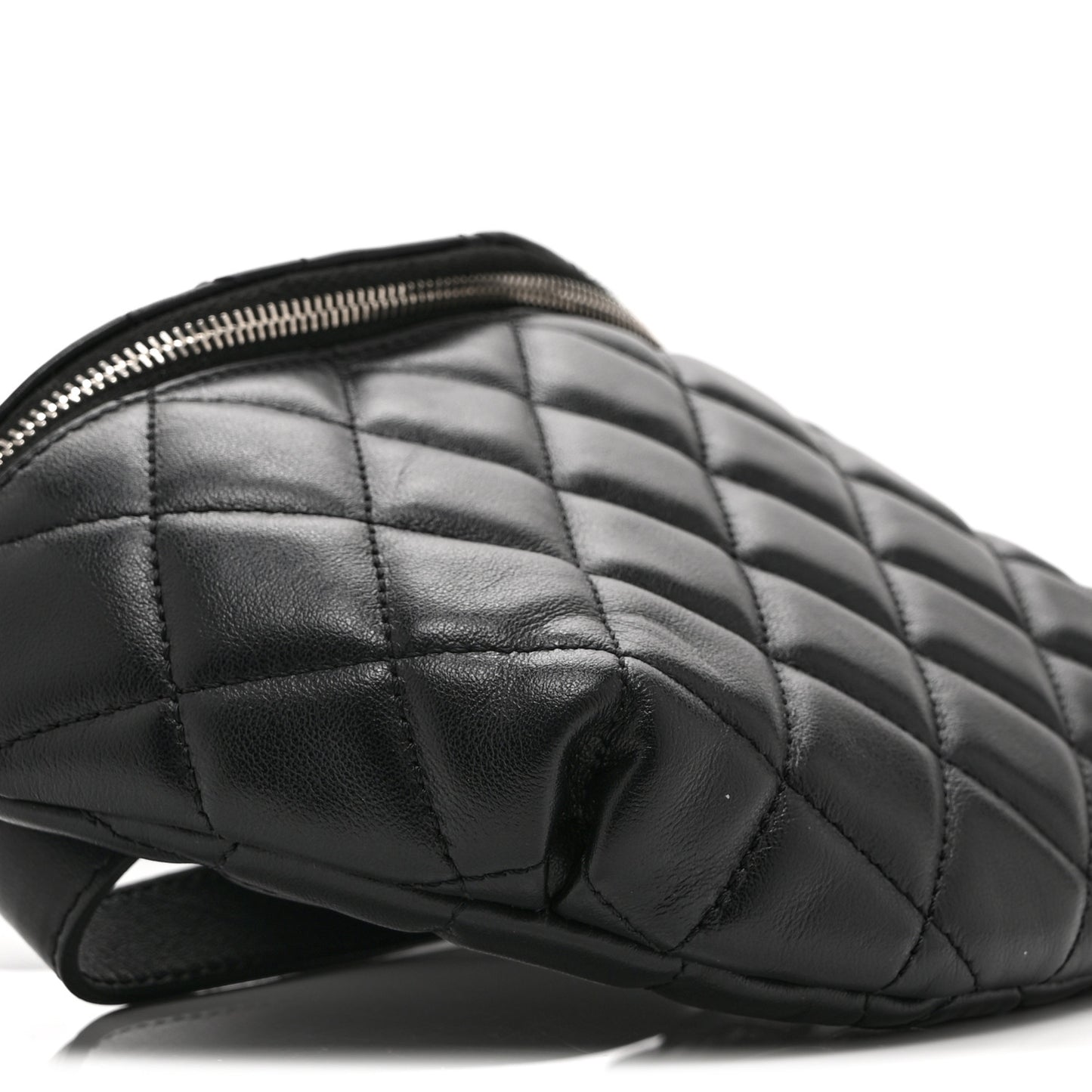 Calfskin Quilted Uniform Waist Belt Bag Black