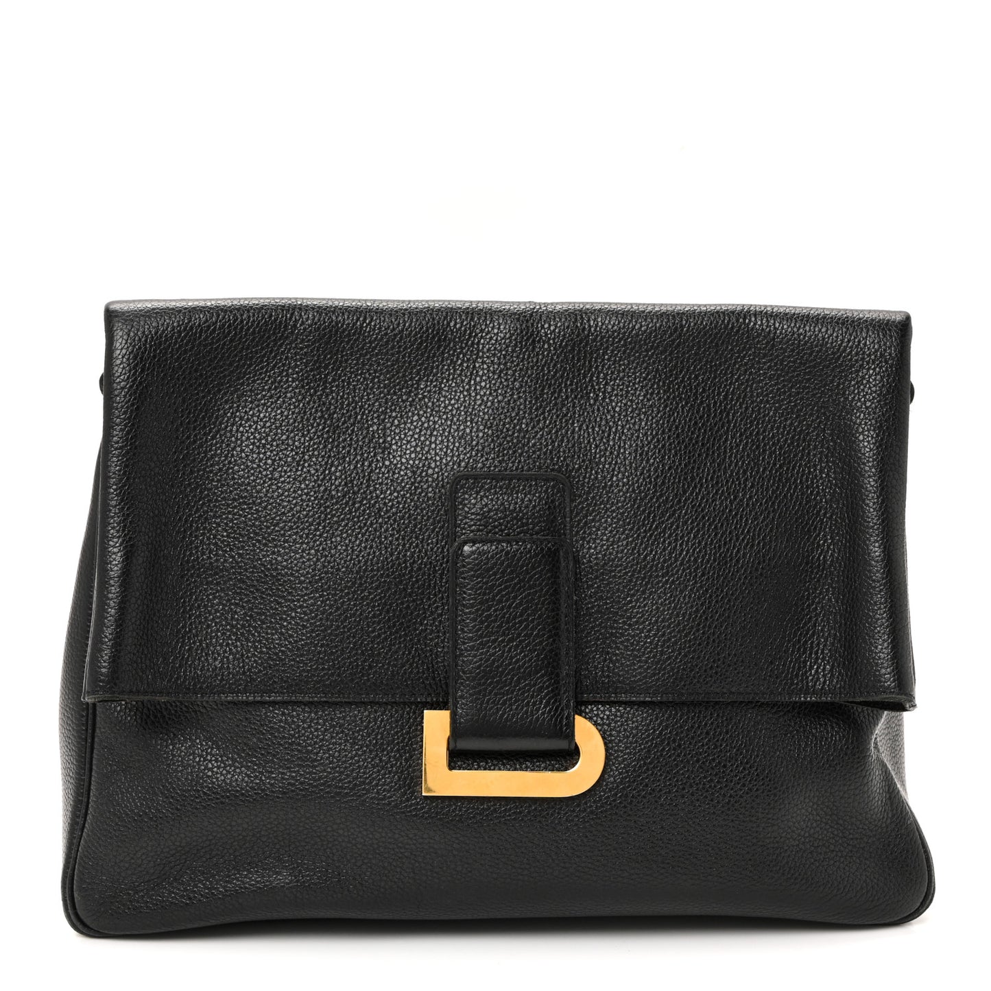 Grained Calfskin Shoulder Bag Black