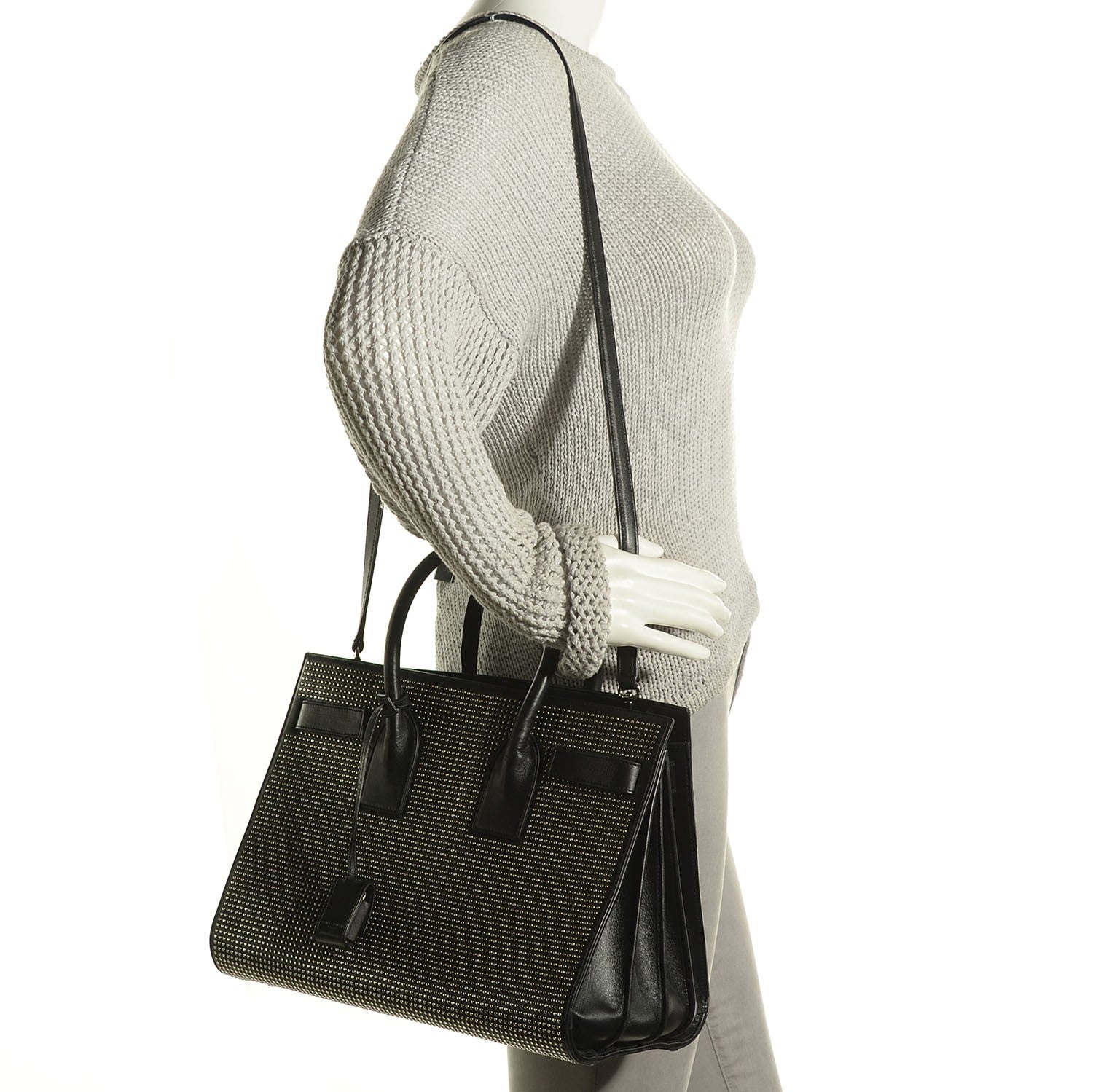 Saint Laurent Calfskin Studded Sac De Jour Small Black 2 of 9