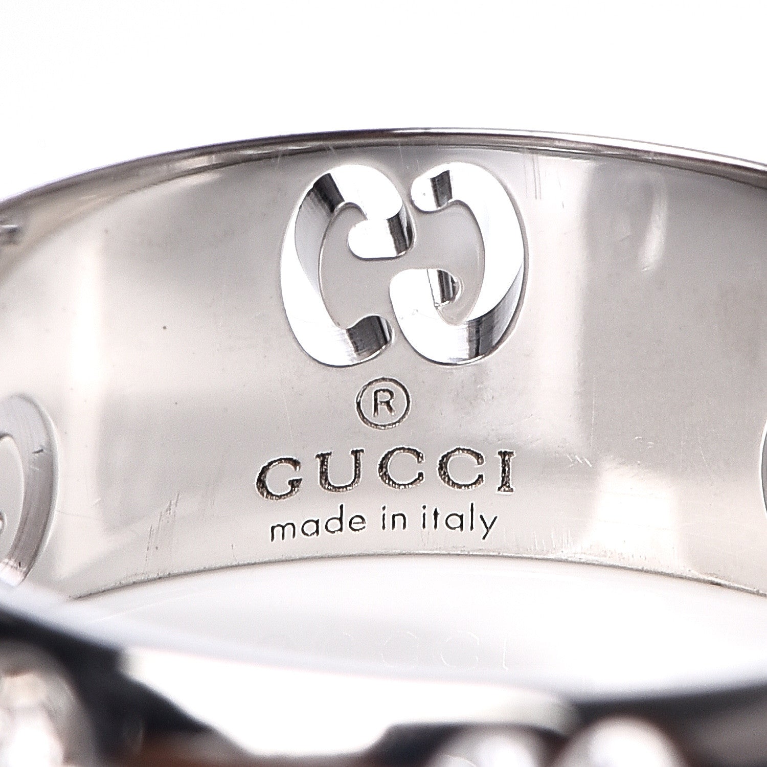 Gucci 18K White Gold Diamond 6mm Icon Band Ring 51 5.75 4 of 5