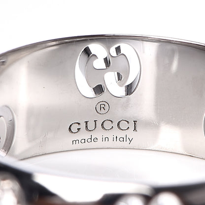 Gucci 18K White Gold Diamond 6mm Icon Band Ring 51 5.75 4 of 5