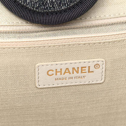 Chanel Denim Medium Deauville Tote Dark Blue White 7 of 14