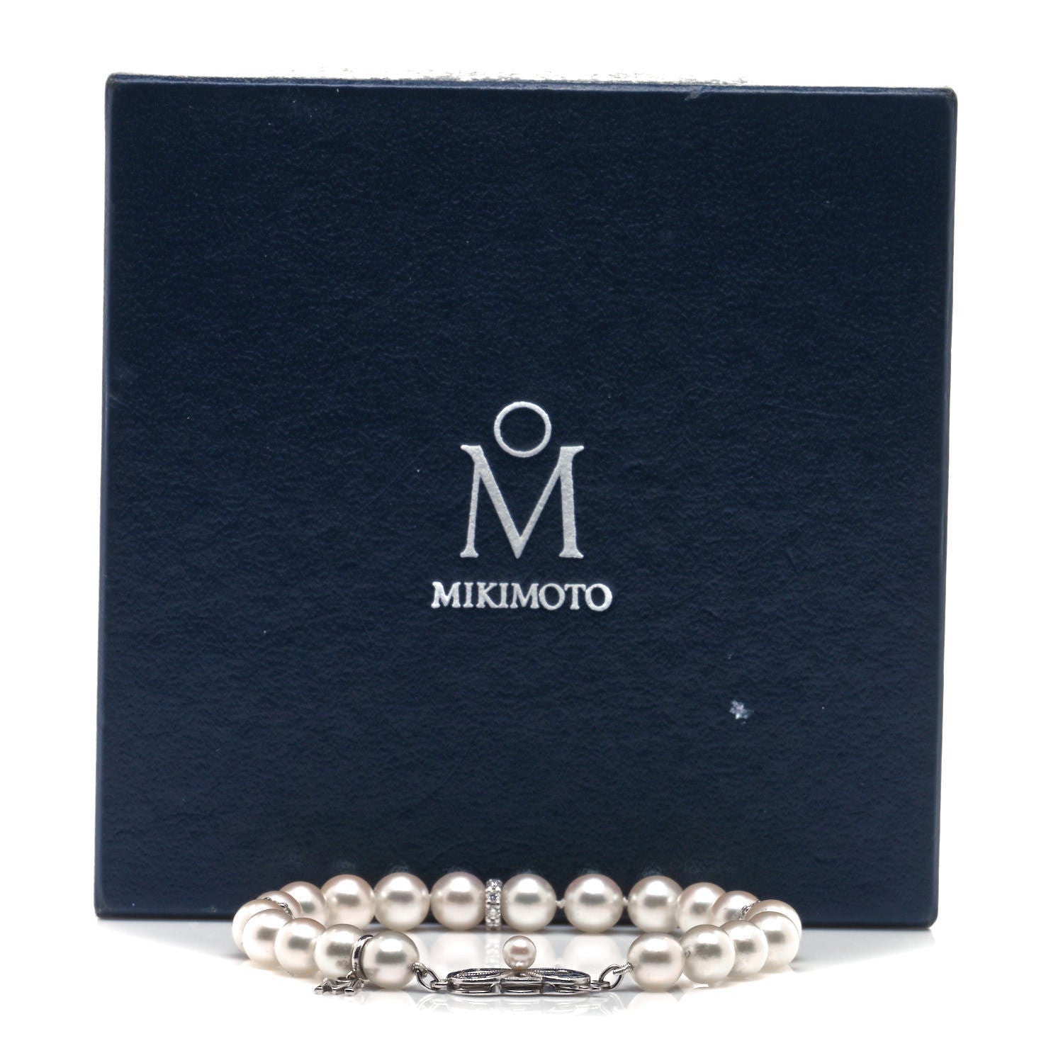 Mikimoto 18K White Gold Diamond Akoya Cultured Pearl 7mm Strand Bracelet 5 of 5