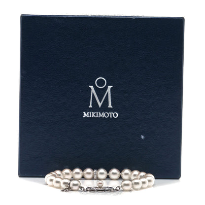 Mikimoto 18K White Gold Diamond Akoya Cultured Pearl 7mm Strand Bracelet 5 of 5