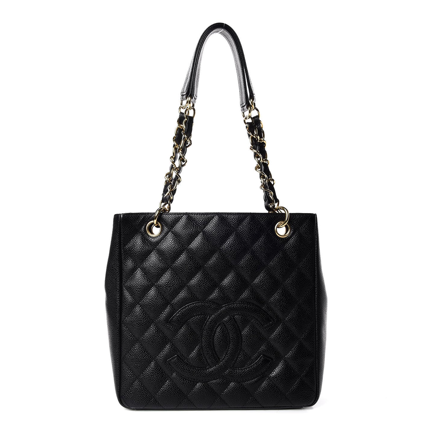 Caviar Quilted Petit Shopping Tote PST Black