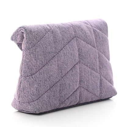 Saint Laurent Denim Quilted Loulou Puffer Monogram Pouch Clutch Bleached Lilac 4 of 8