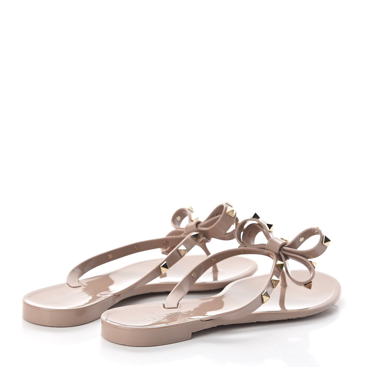 PVC Jelly Rockstud Bow Thong Sandals 37 Poudre
