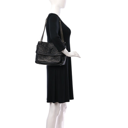 Saint Laurent Calfskin Matelasse Monogram Studded Stardust Medium Niki Chain Satchel Black 2 of 12