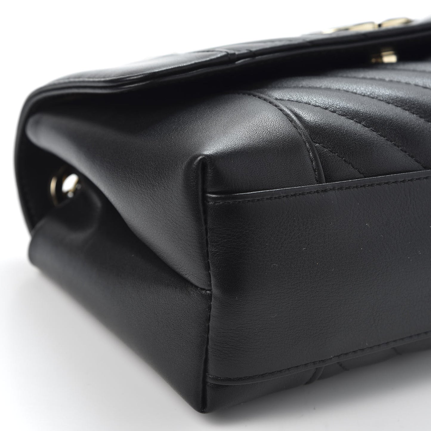 Calfskin Chevron Quilted Small Flap Black