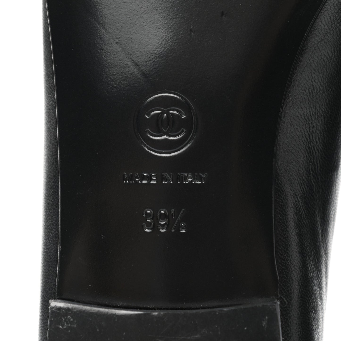 Lambskin Patent Cap Toe Ballerina Flats 39.5 Black