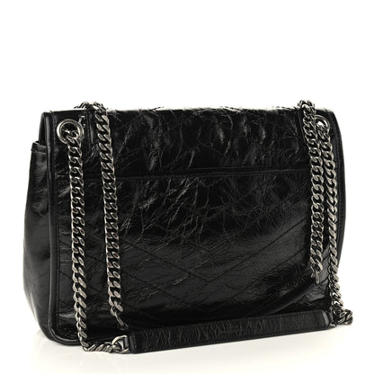 Saint Laurent Crinkled Calfskin Matelasse Monogram Medium Niki Chain Satchel Black 3 of 11