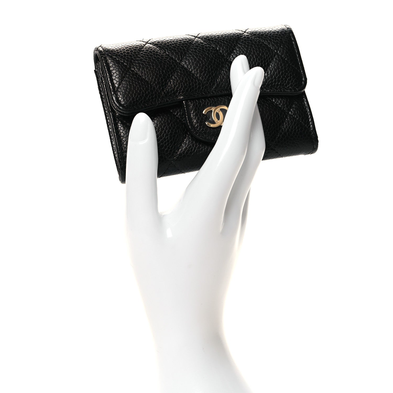 Chanel Caviar Quilted Flap Card Holder Wallet Black 2 of 9